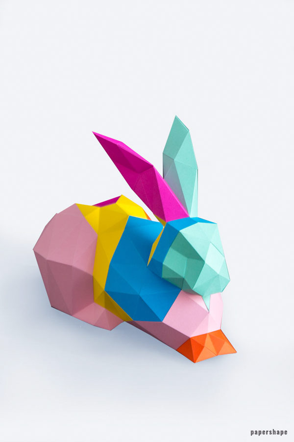 3d Paper bunny DIY #papershape